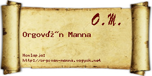 Orgován Manna névjegykártya